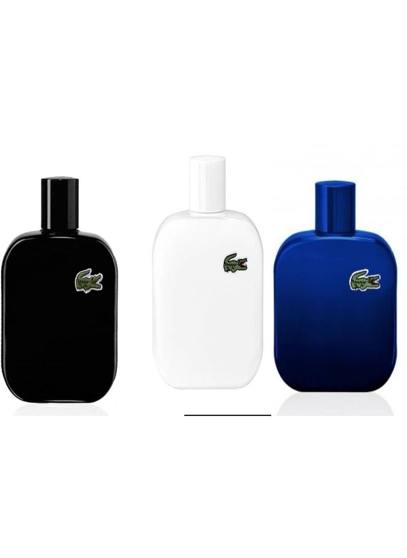LACOSTE - Lacoste Perfume Set L.12.12 EDP Blanc Pure 100ml L.12.12 Eau de Toilette 100ml Eau de Lacoste L.12.12 Noir EDP 100ml - Image 1