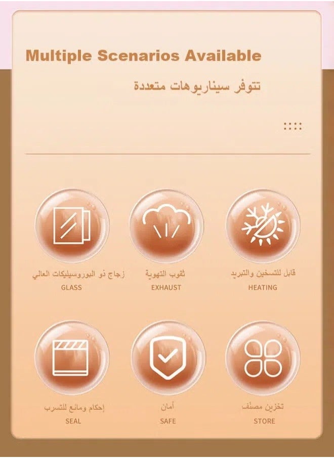 الدليبن عبوات زجاجية لتخزين طعام الأطفال - برطمانات طعام للأطفال بسعة 170 مل مع أغطية، ماكينة صنع طعام الأطفال آمنة للاستخدام في الميكروويف وغسالة الأطباق والفريزر ومقاومة للتسرب بنسبة 100% وخالية من مادة BPA وقابلة لإعادة الاستخدام (أصفر)  - Image 2