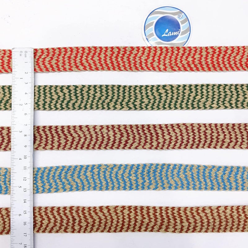 Lami شريط جوت طبيعي أحمر بطول 9 متر من لامي، بكرة دانتيل كروشيه جوت كرواتيا، دانتيل كروشيه جوت لتزيين المنزل، شريط تغليف الهدايا، مادة تزيين المنزل للمهرجانات - Image 4