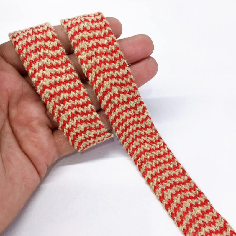 Lami شريط جوت طبيعي أحمر بطول 9 متر من لامي، بكرة دانتيل كروشيه جوت كرواتيا، دانتيل كروشيه جوت لتزيين المنزل، شريط تغليف الهدايا، مادة تزيين المنزل للمهرجانات - Image 5
