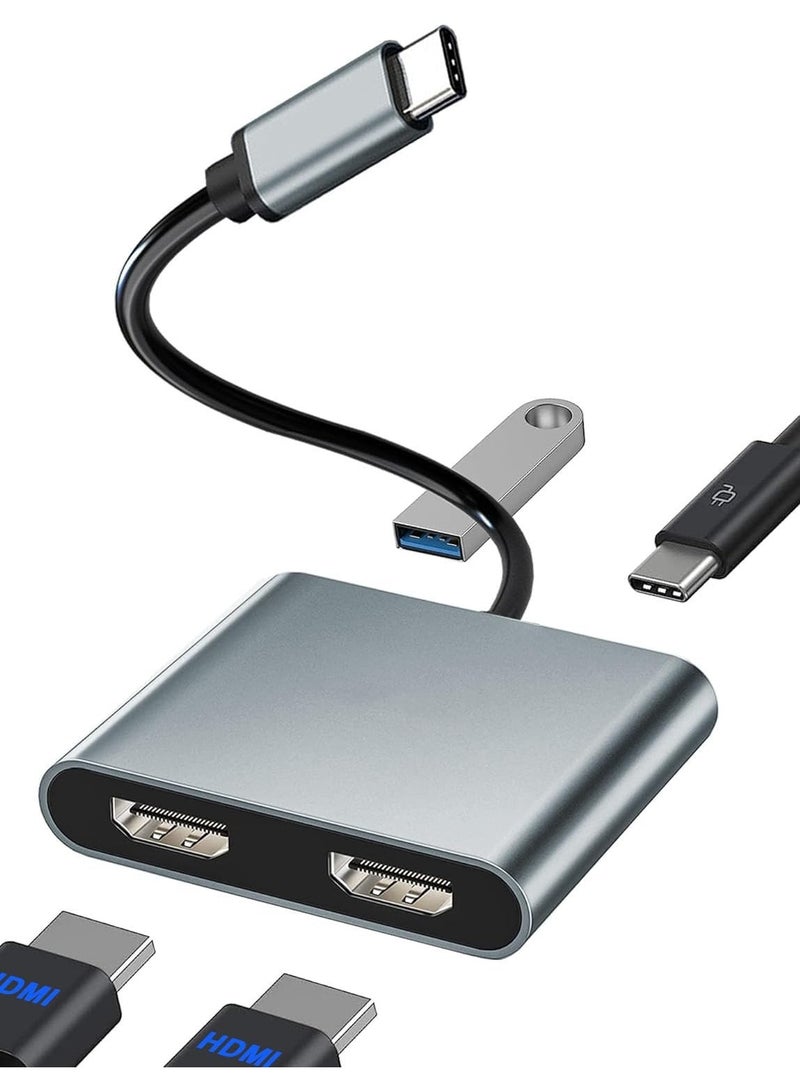 erorex USB C to Dual HDMI Adapter, USB C Splitter 2 Monitors Extended Display, HDMI Adapter for Dual Monitors, Type C HDMI Hub Multiple Monitors Docking Station for Laptop/Monitor Compatible with Thunderbolt  - Image 1