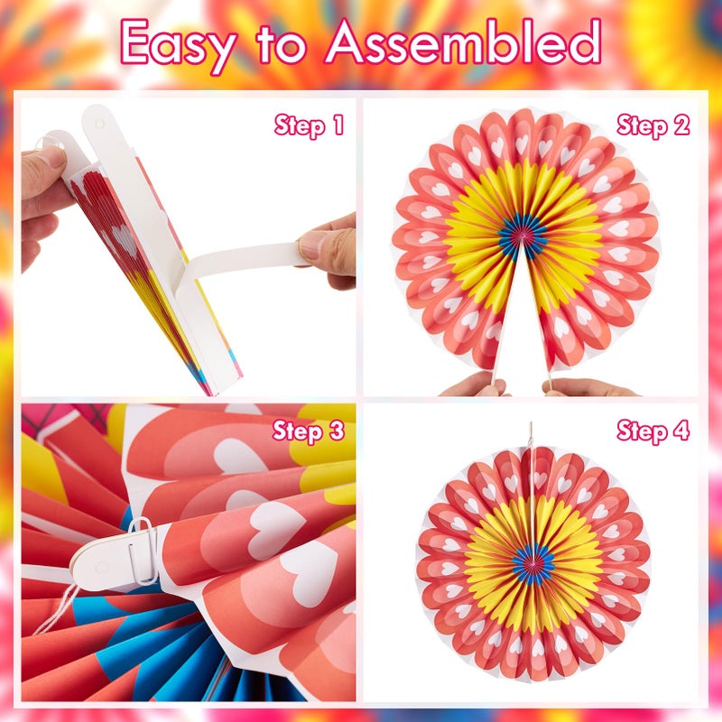 SUNBEAUTY SUNBEAUTY 9 PCS Flower Decorations Hanging Carnival Paper Fans Decorations Flower Paper Fans Classroom Decorations Paper Flowers Decorations for Wall Spring Decorations  - Image 3