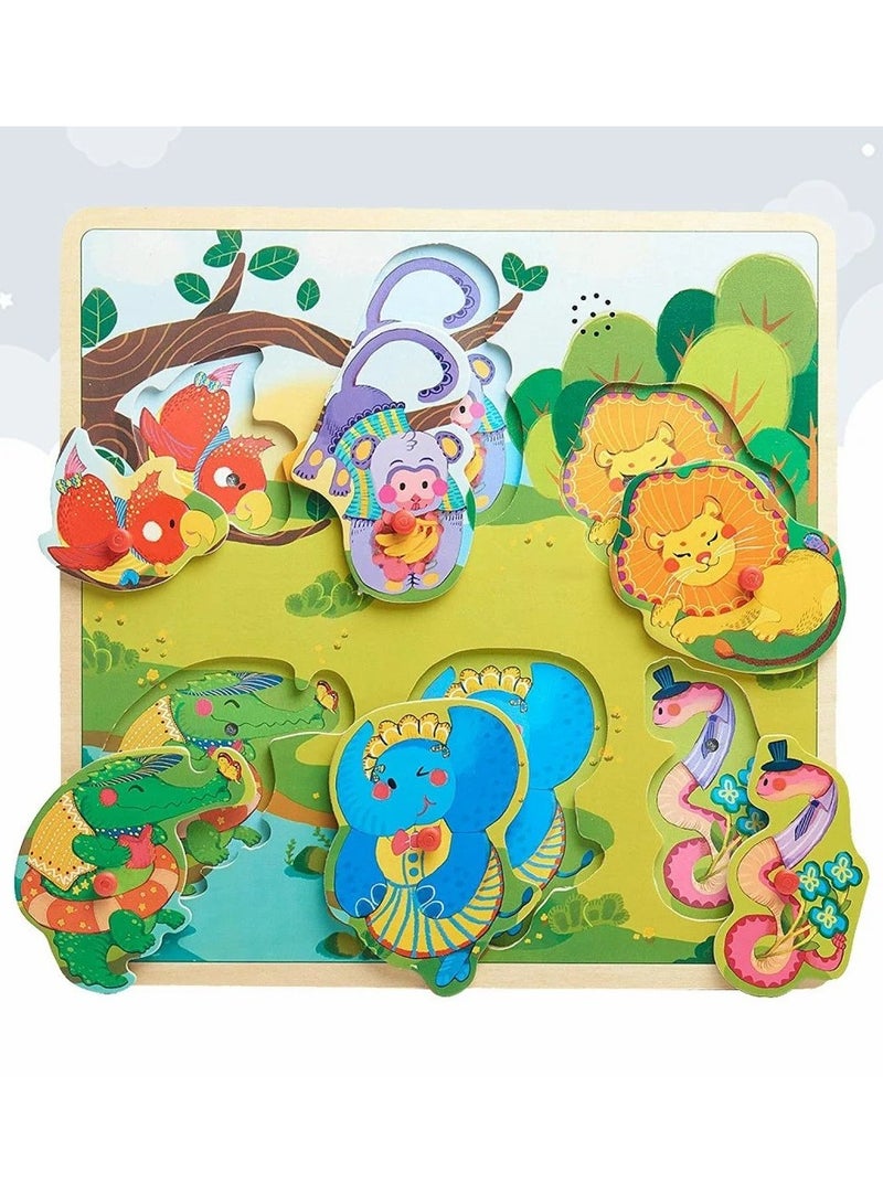 لعبة التطابق الصوتي – حيوانات الغابة للأطفال – 6 قطع تعليمية - Image 2