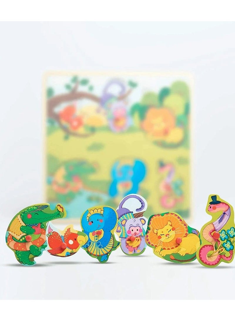 لعبة التطابق الصوتي – حيوانات الغابة للأطفال – 6 قطع تعليمية - Image 3