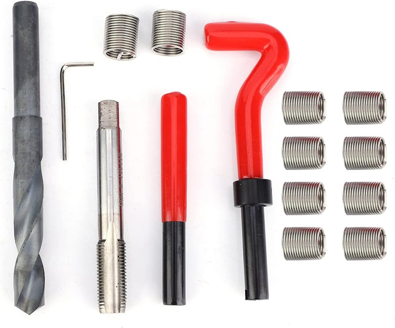 Thread Repair Kit 15pcs, Metric Female Thread Repairing Accessory Assortment Kit M14x1.5, Solid Stainless Steel Thread Inserts Female Thread Repairing Tool Set for Auto Mechanical Repairing - Image 2