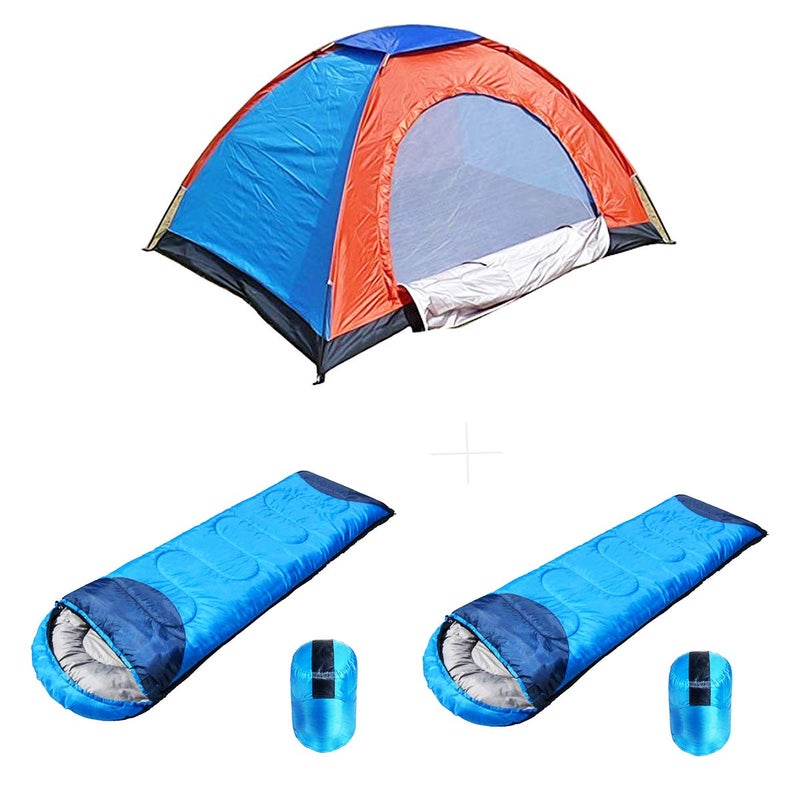 Shopper52 Camping Tent Portable Foldable Tent for Picnic/Hiking/Trekking Tent Dome Tent 2 Person Tent with Waterproof Thick Carry Bed Camping Bag Sleeping Bag 2 Pcs Sleeping Bag - 2TENTSLEEPING2 - Image 1