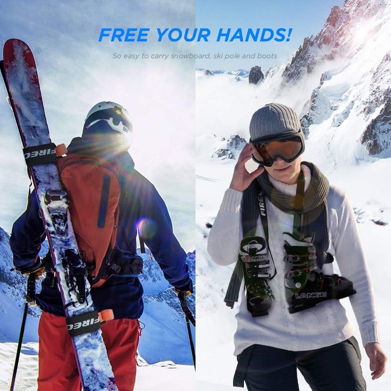 FIREOR Ski Carrier Strap, Snowboard, Pole and Boot Carry Sling Band Kit for Family Men Women & Kids, Skiing Accessories Gifts - Image 2