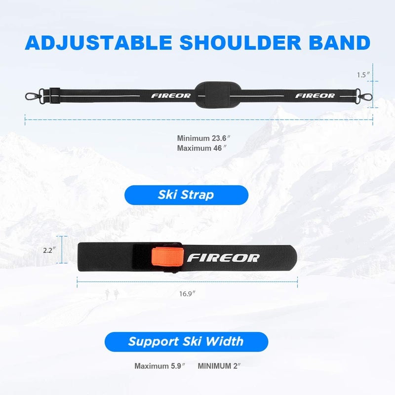 FIREOR Ski Carrier Strap, Snowboard, Pole and Boot Carry Sling Band Kit for Family Men Women & Kids, Skiing Accessories Gifts - Image 4