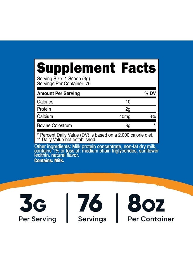 Nutricost Colostrum Powder 8 Oz, Lactoferrin And Minimum 30% Immunoglobulins Igg, From Bovine Colostrum, 3G Per Serving, 76 Servings - Image 2