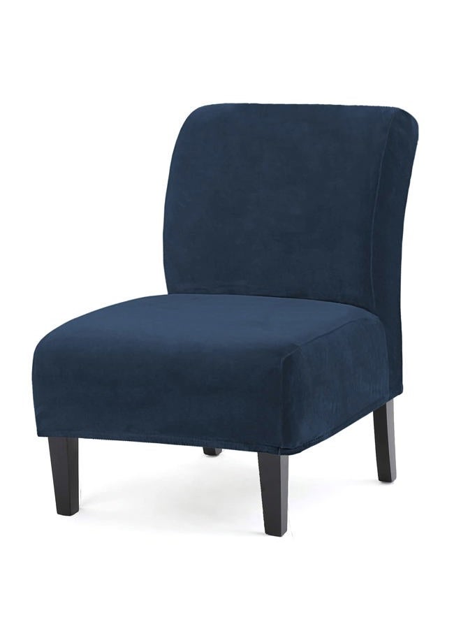 UCCONO Armless Accent Chair Slipcovers, Thick Velvet Slipper Accent Chair Covers for Living Room/Hotel Oversized Big Chairs, Removable Furniture Protector with Elastic Bottom, Machine Washable (Navy) - Image 1