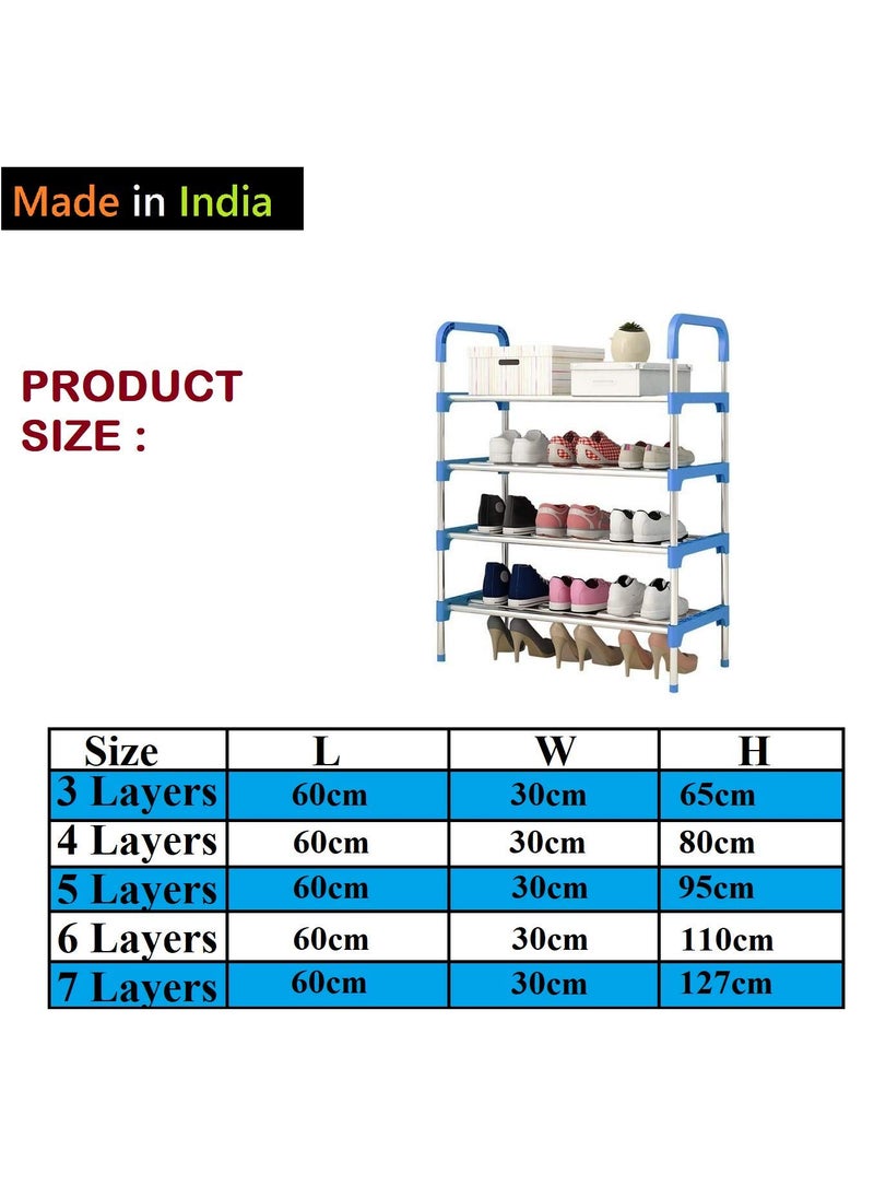 Three Secondz Three Secondz 4 Layers Steel Shoes Rack Stand Organizer Holder Blue  - Image 3