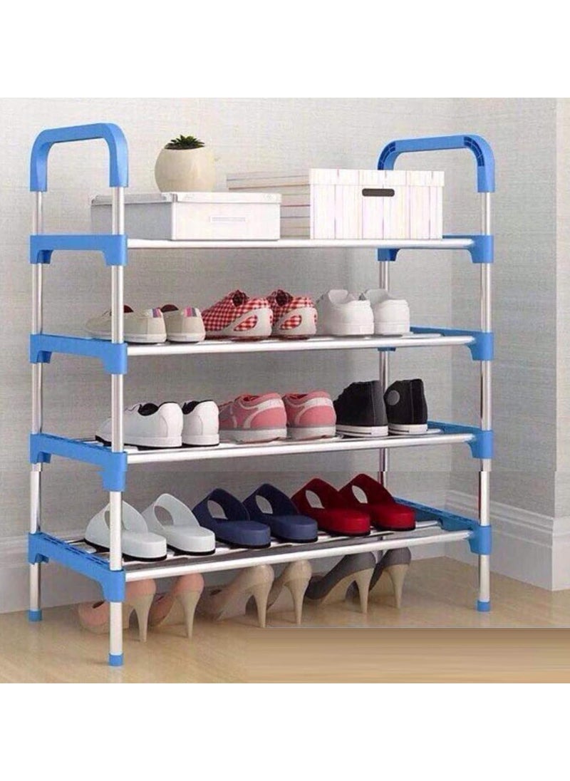Three Secondz Three Secondz 4 Layers Steel Shoes Rack Stand Organizer Holder Blue  - Image 2