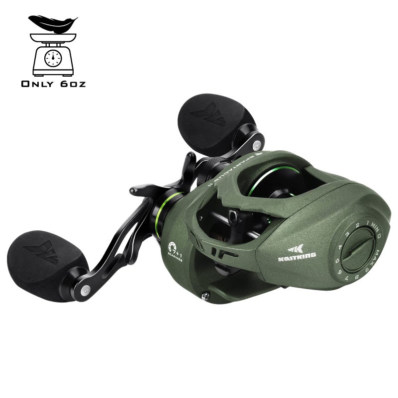 KastKing Spartacus II Baitcasting Reel, 6oz Ultralight Baitcaster Reel, Super Smooth with 17.6 LB Carbon Fiber Drag, 7.2:1 Gear Ratio, 39mm Palm Perfect Lower Profile Design,Stryker Green,Left Handed - Image 2