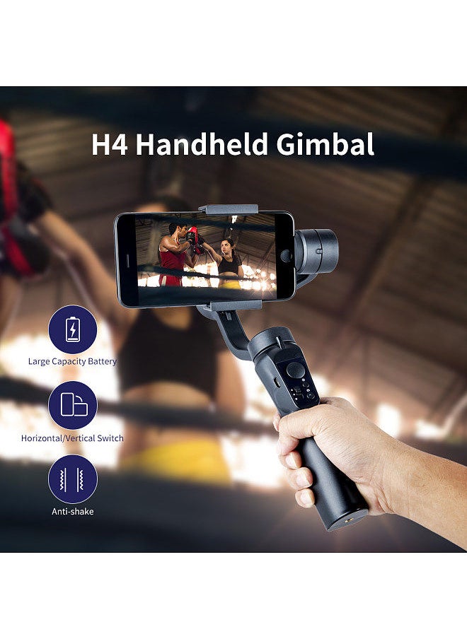 H4 Handheld Gimbal Stabilizer 3-Axis Smart Anti-shake Handheld Gimbal Mobile Phone Video Vlog Stabilizer Black