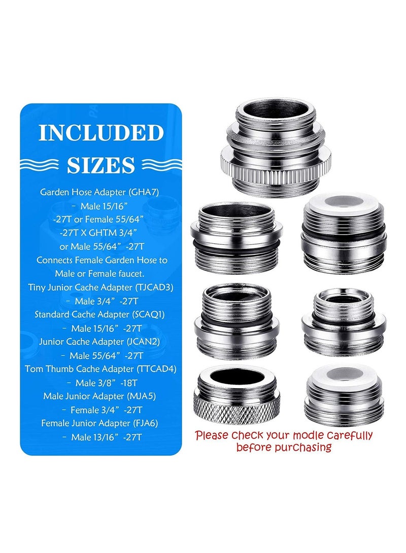 MVAQKLM  7Pcs Faucet Adapter Kit, Brass Aerator Male & Female Faucet Adapter Set, Universal Faucet Adapter For Connecting Garden Hoses, Water Filters, Standard Hoses, Rvs, Faucet Adapter For Kitchen Sinks - Image 4