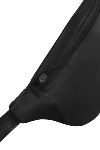 Syutm Unisex Premium Leather Waist Pack Travel Handy Hiking Zip Pouch Elegant Style Document Money Phone Belt Sport Bag for Men and Women Adjustable Strap (Charcole Black) - Image 3
