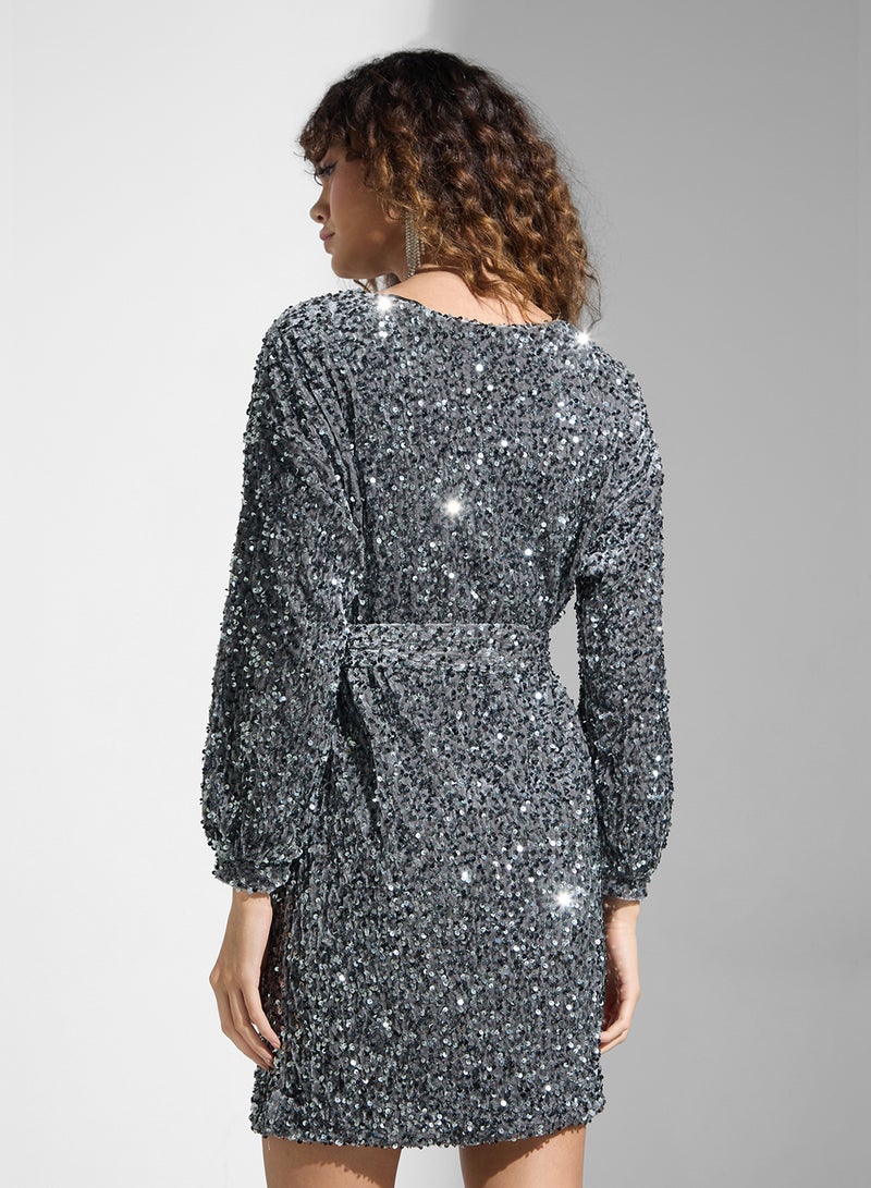 VERO MODA Sequin Tie-Waist Dress - Image 2