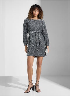 VERO MODA Boat Neck Tie Detailed Dress  - Image 4