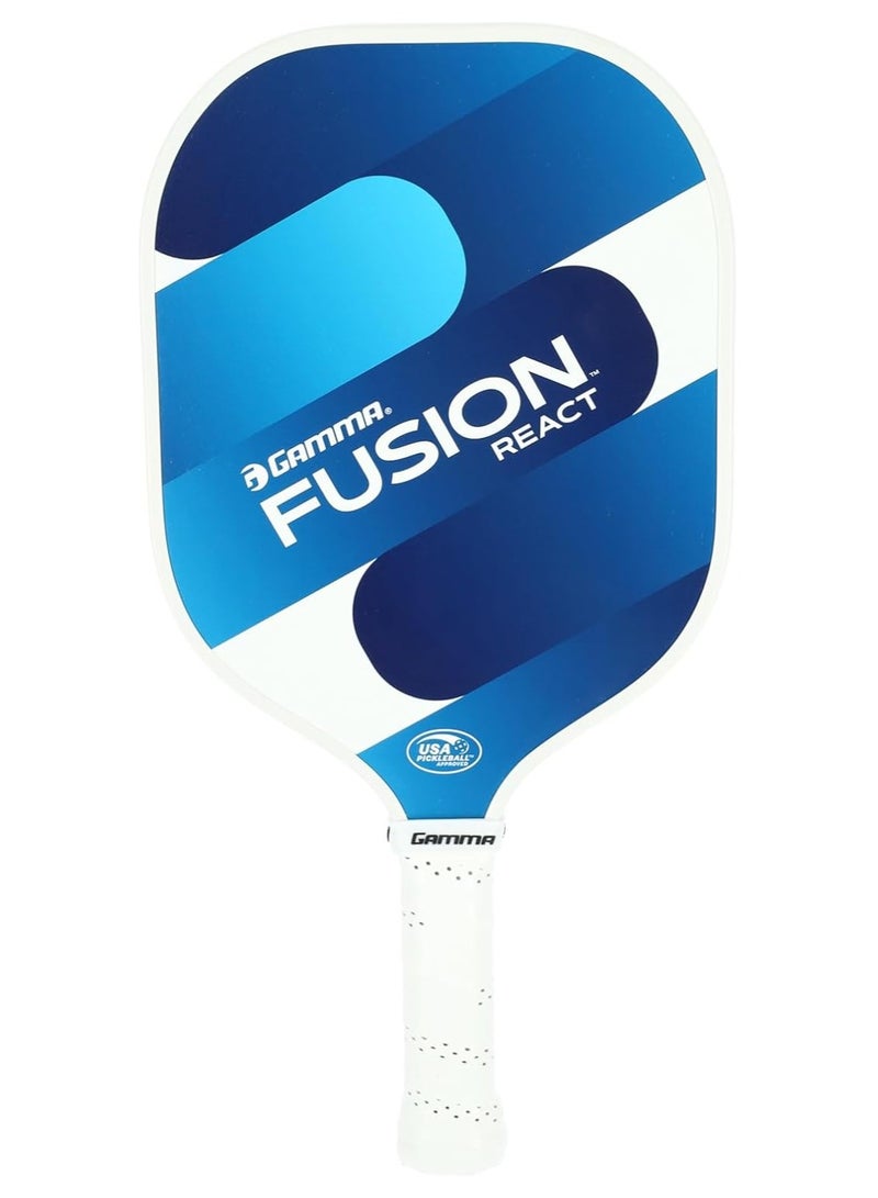 Gamma GAMMA Fusion React Pickleball Paddle, Extra-Wide Fiberglass Surface Boosts Hit Potential for Beginners, Blue  - Image 1