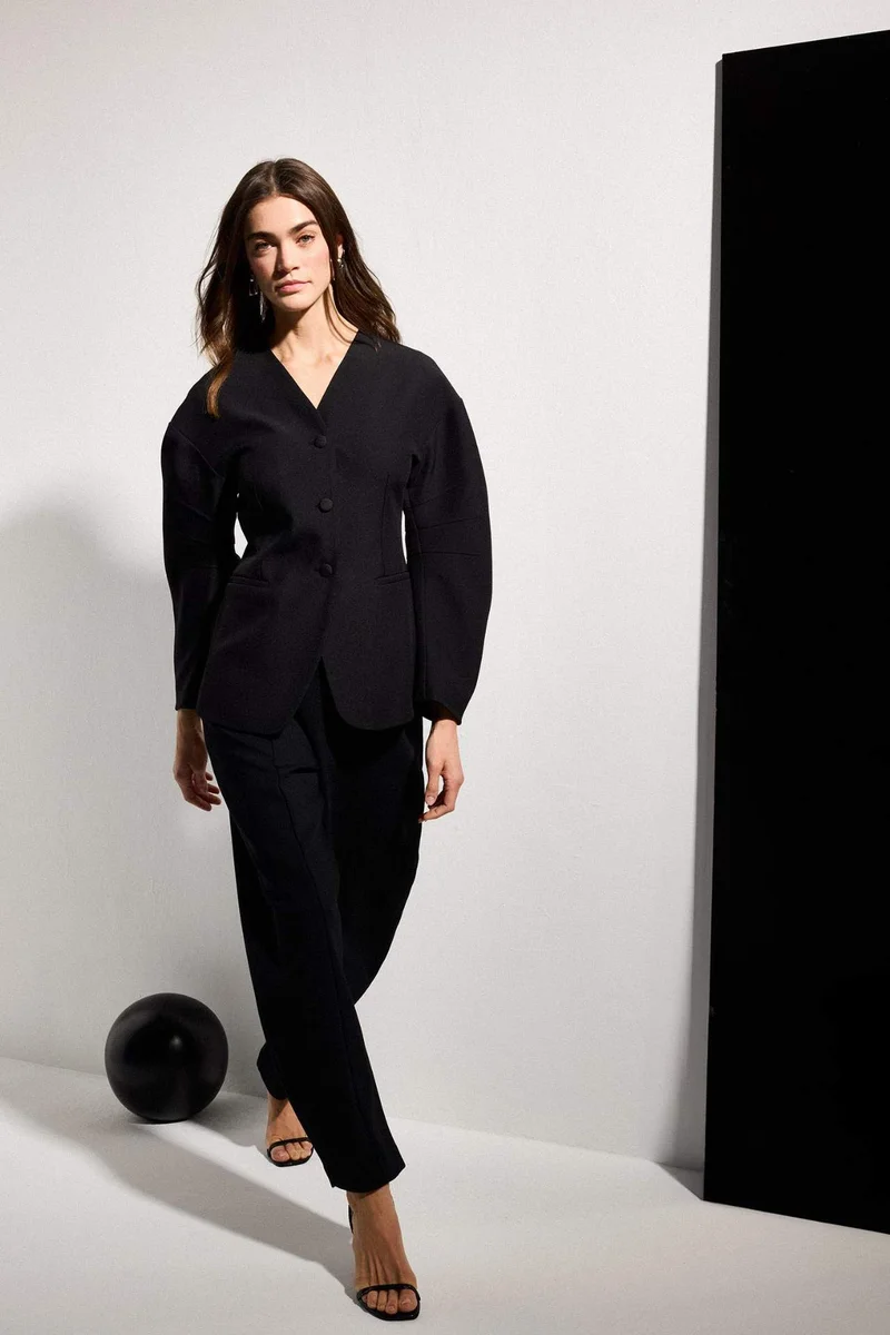 DeFacto Slim Fit V-Neck Crepe Blazer