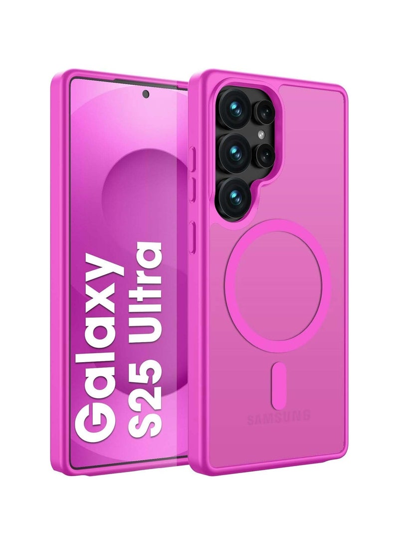 Compatible with for Samsung Galaxy S25 Ultra Case Strong Magnetic Case Slim Shockproof Protective Phone Cover for S25 Ultra Phone with Translucent Hard Back,Pink