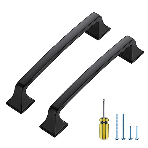Ravinte Hardware 30 Pack Kitchen Cabinet Handles 5 Inch Hole Center Black Cabinet Pulls Solid Suqare Foot Drawer Pulls for Kitchen Cabinet Door Handles Matte Black Arch Dresser Handles for Cabinets and Drawers - Image 1