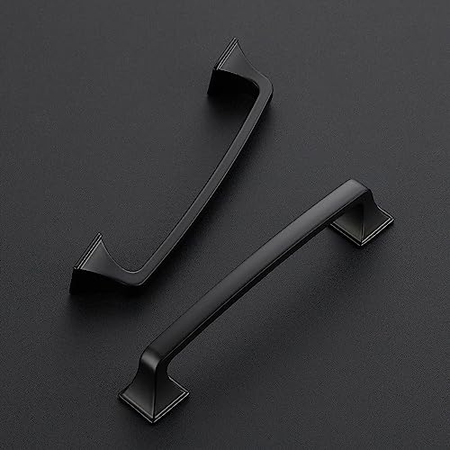 Ravinte Hardware 30 Pack Kitchen Cabinet Handles 5 Inch Hole Center Black Cabinet Pulls Solid Suqare Foot Drawer Pulls for Kitchen Cabinet Door Handles Matte Black Arch Dresser Handles for Cabinets and Drawers - Image 2