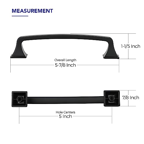 Ravinte Hardware 30 Pack Kitchen Cabinet Handles 5 Inch Hole Center Black Cabinet Pulls Solid Suqare Foot Drawer Pulls for Kitchen Cabinet Door Handles Matte Black Arch Dresser Handles for Cabinets and Drawers - Image 3