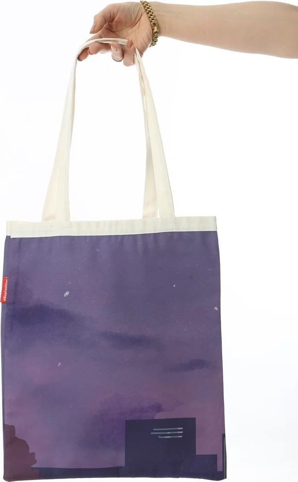 باجهاشتاج Cat Sitting on the Moon Printed Cloth Bag