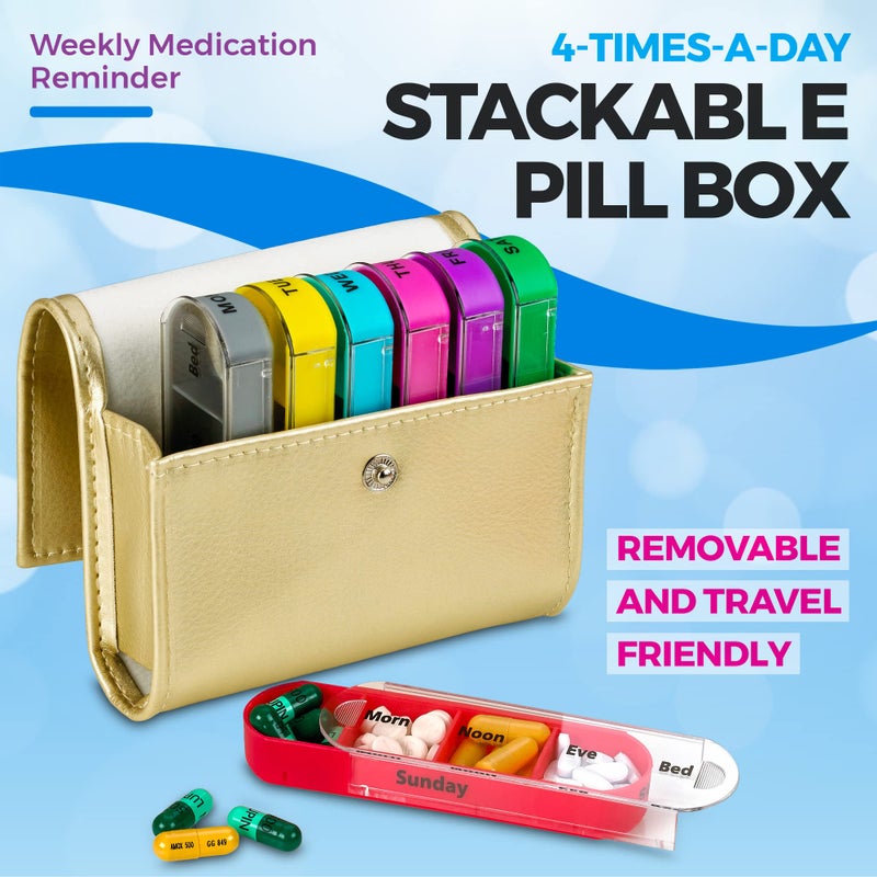 MEDca Weekly Travel Pill Organizer - Prescription and Medication Wallet Pill Box Reminder, Pill Container Dispenser Case, Vitamin Caddy Organizer, for 4 Times A Day, 7 Days a Week - Image 3