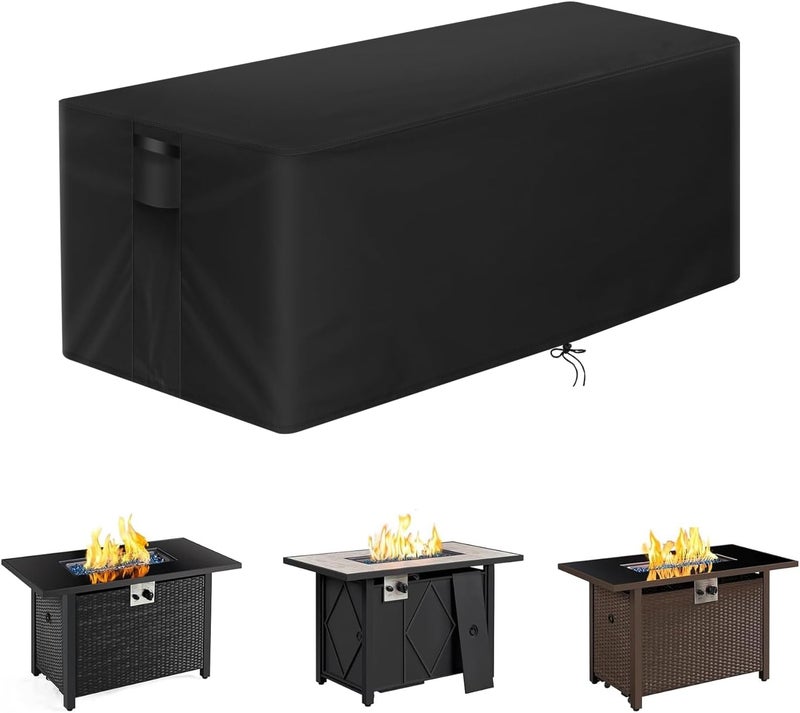 POMER Fire Table Cover Rectangular, 52 in Propane Fire Pit Cover Outdoor Waterproof Rectangle Gas Fireplace Firepit Cover - 52x34x24 inch - Image 1