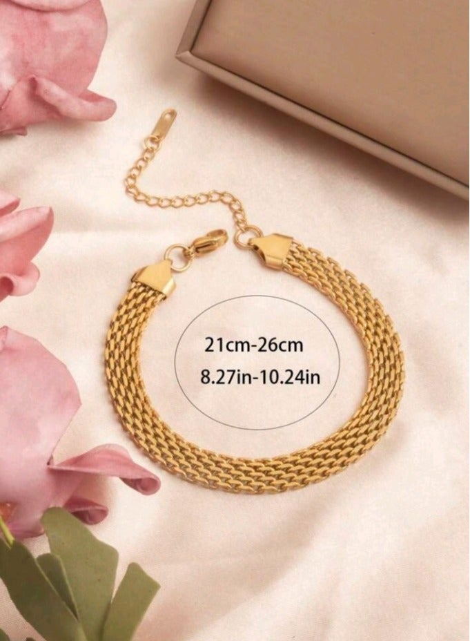 خلخال نسائي عصري وأنيق من الاستانلس ستيل باللون الذهبي - Image 3