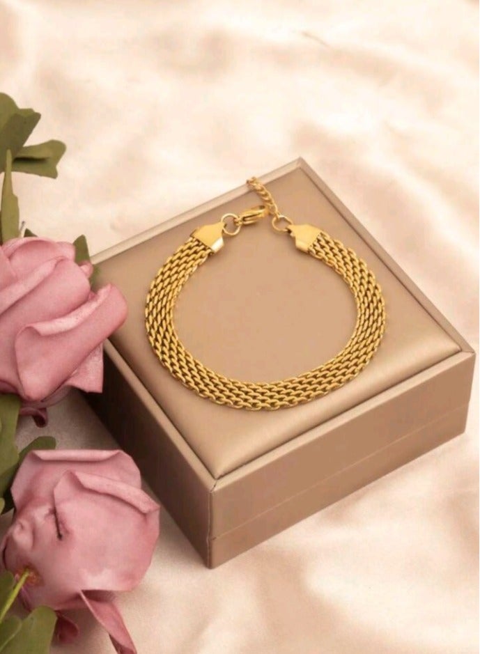 خلخال نسائي عصري وأنيق من الاستانلس ستيل باللون الذهبي - Image 1