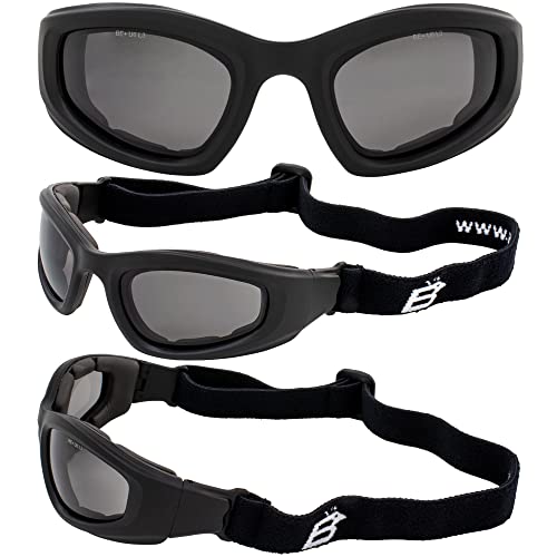 Birdz 2 Pairs of Eyewear Soar Safety Padded Motorcycle Goggles, Black Frames with Clear and Smoke Lenses - Image 2