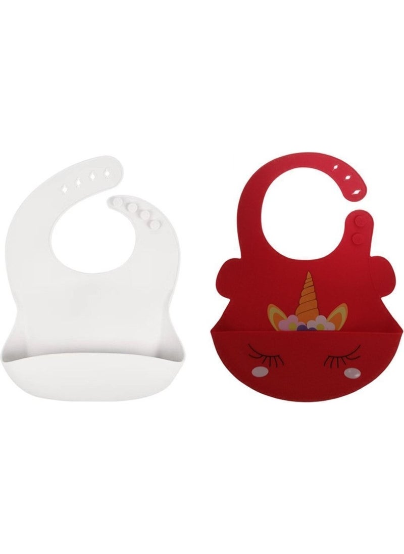 Jojobebek Baby Silicone Bib, Silicone Food Bib, Adjustable Silicone Bib (Beige Color 2 Pieces)  - Image 1