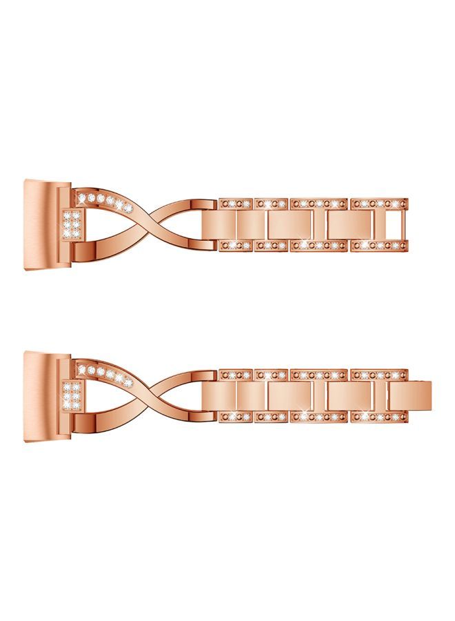 NIBEMINENT Diamond Studded Replacement Strap For Fitbit Charge 3 Rose Gold  - Image 3