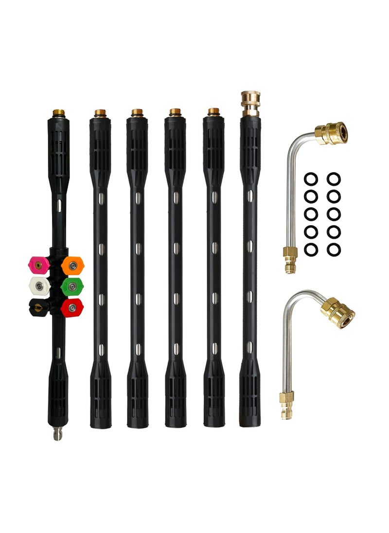 SYOSI Pressure Washer Gutter Cleaning Tools, Upgrade Power Washer Extension Wand with 6 Nozzle Tips, Replacement Power washer Lance with 1/4" Quick Connect 90°, 120° curved rod, 4000 PSI  - Image 1