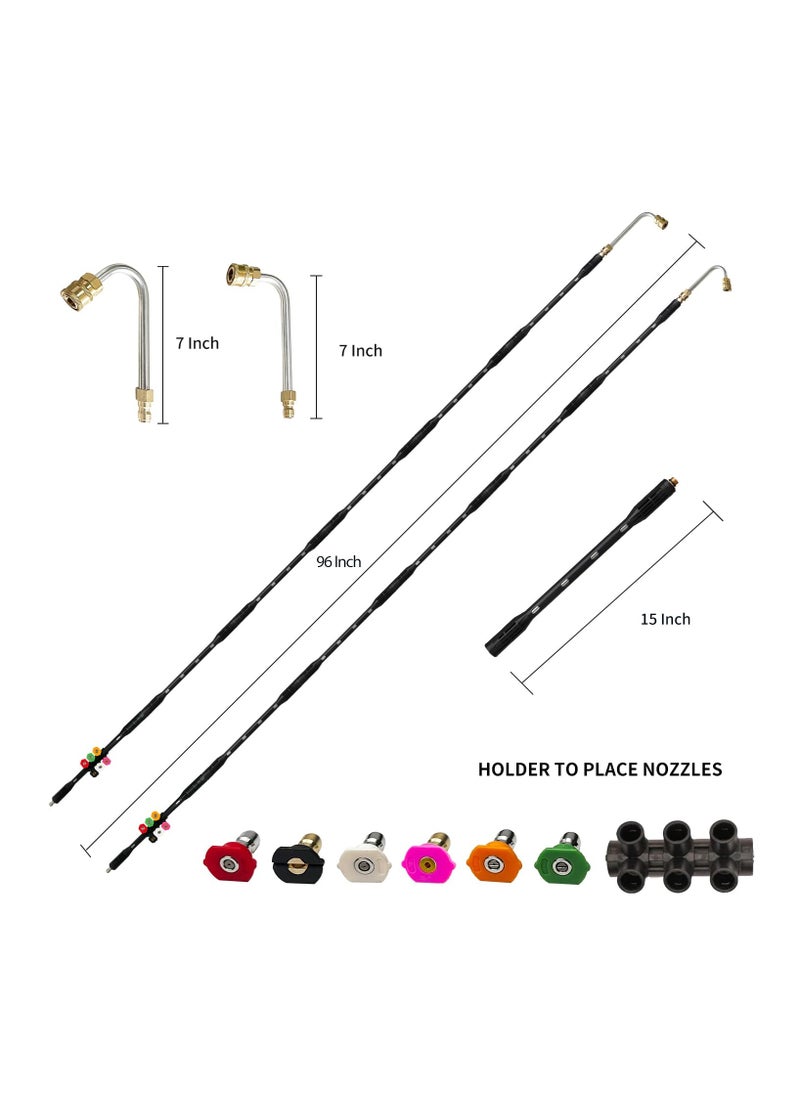 SYOSI Pressure Washer Gutter Cleaning Tools, Upgrade Power Washer Extension Wand with 6 Nozzle Tips, Replacement Power washer Lance with 1/4" Quick Connect 90°, 120° curved rod, 4000 PSI  - Image 2