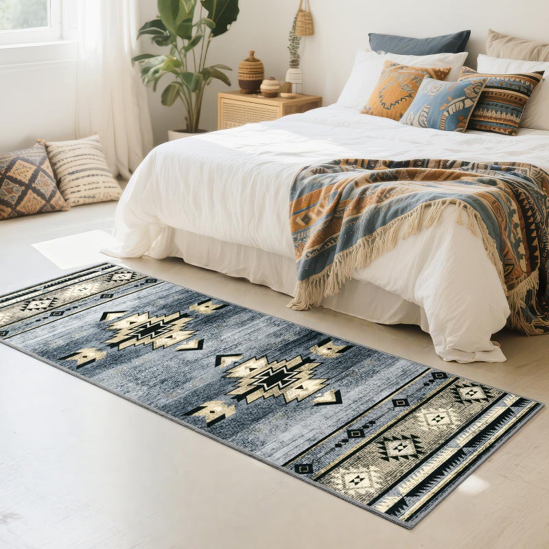 B BENRON Western Hallway Runner Rug 2 x 6, Non-Slip Long Runners for Bedroom Kitchen Hall Laundry, Accent and Tribal Throw Rugs Washable, Grey - Image 4