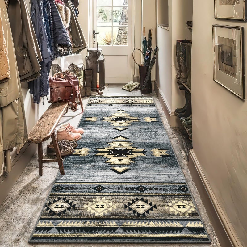 B BENRON Western Hallway Runner Rug 2 x 6, Non-Slip Long Runners for Bedroom Kitchen Hall Laundry, Accent and Tribal Throw Rugs Washable, Grey - Image 5