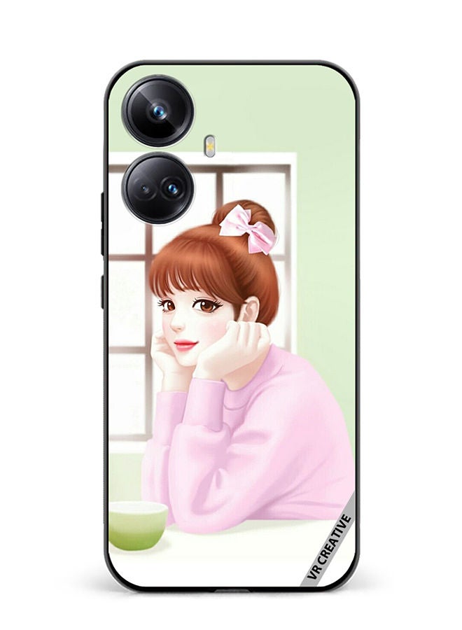 VR CREATIVE Protective Case Cover For Realme 10 Pro Plus Girl Having Tea Design Multicolour - Image 1