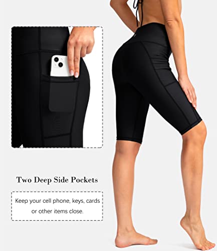SANTINY Women's 8''/12'' High Waisted Swim Shorts with Pockets UPF50+ Long Board Swimming Shorts for Women with Liner (Black_M) - Image 4