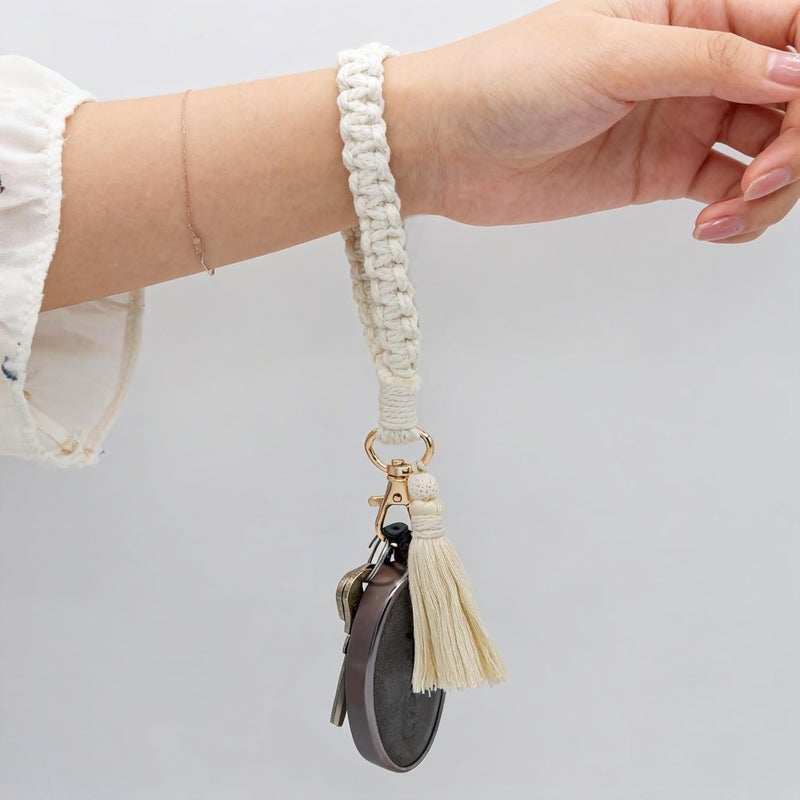 Moydolo Macrame Boho Handmade Cute Bracelet Holder Keychain Wristlet Key Chain Wrist Lanyard for Women Girls - Image 5