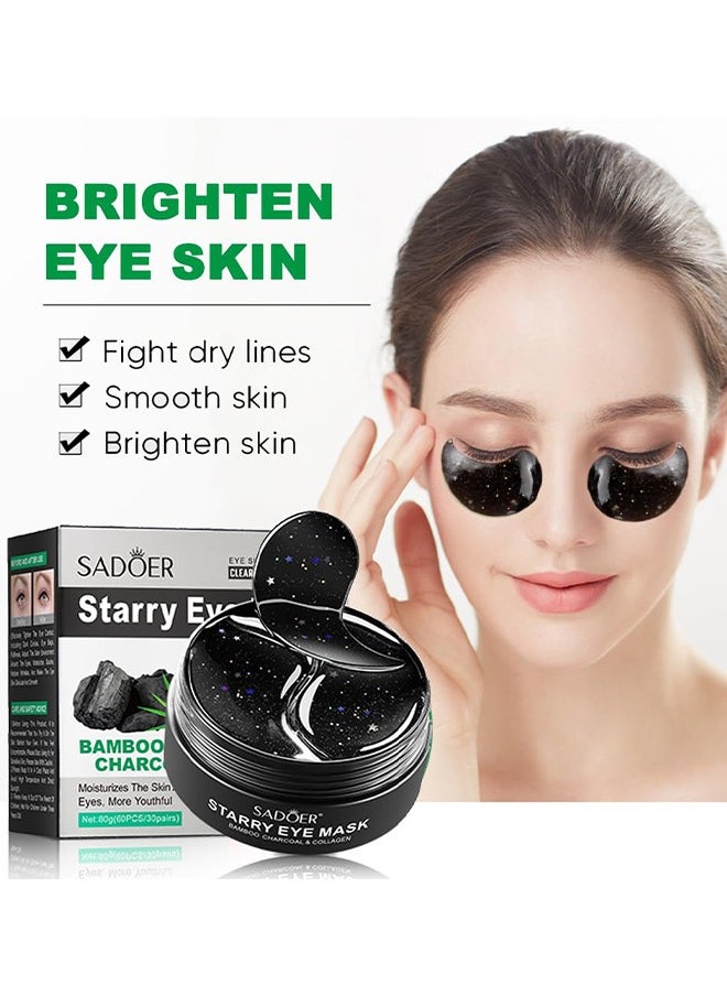 SADOER - Brightening Bamboo Charcoal Starry Eye Mask, Moisturizes The Skin Around The Eyes More Youthful, Reduction Of Fine Lines And Wrinkles 60PCS/30Pairs - Image 1
