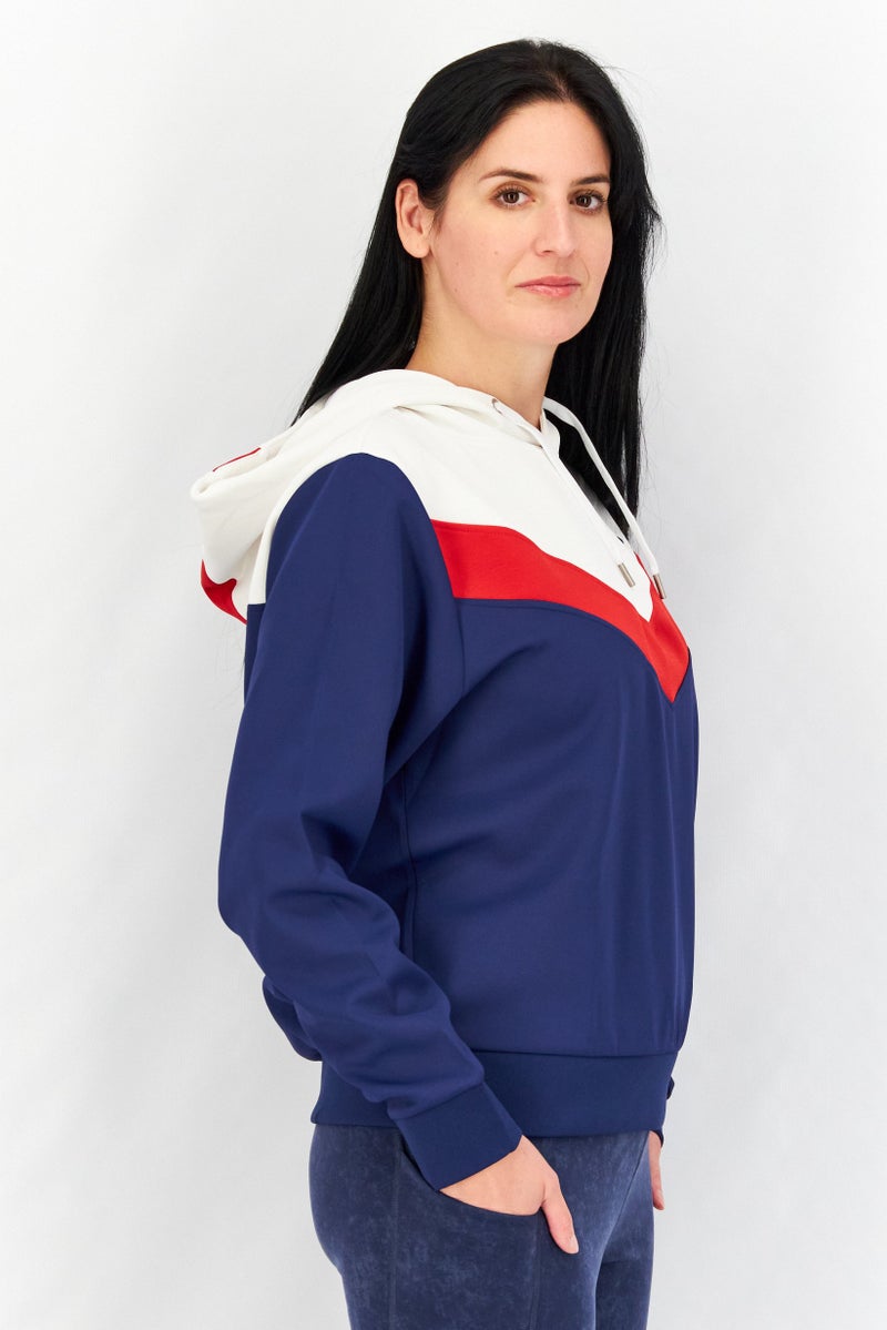 FILA هودي قصير بأكمام طويلة للنساء، بوسا، أزرق ميدييفال - Image 4