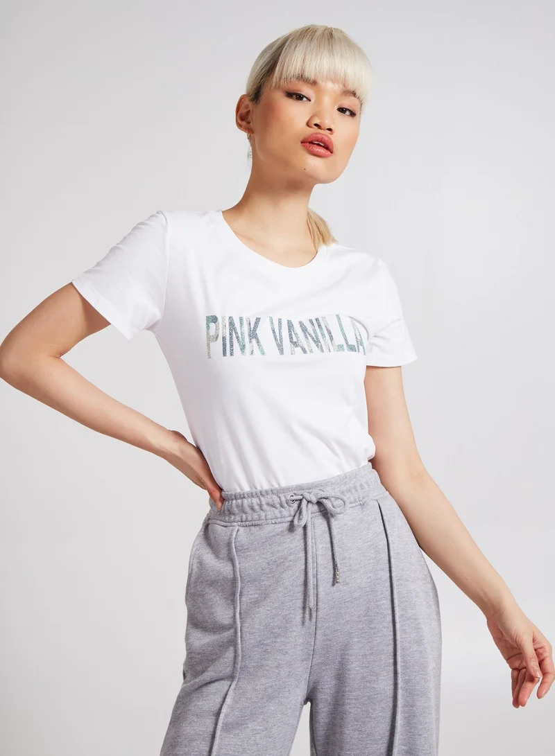 Pink Vanilla Marble Effect Logo T-Shirt