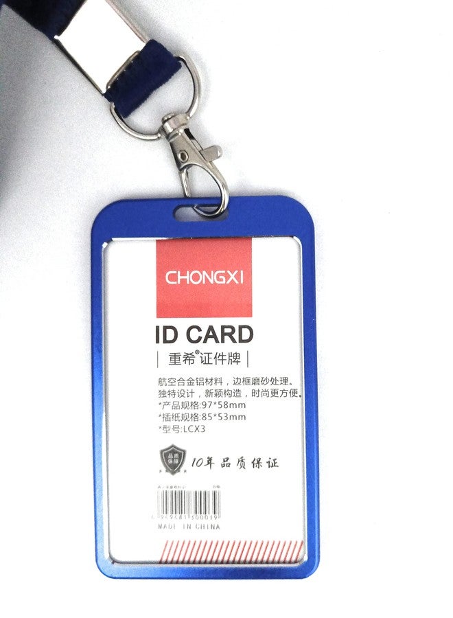 Lazybeee Vertical Metallic Elegance: Premium Aluminum Alloy ID Card Holder and Lanyard Set for Office Use (Vertical) (Pack of 2, Blue) - Image 3