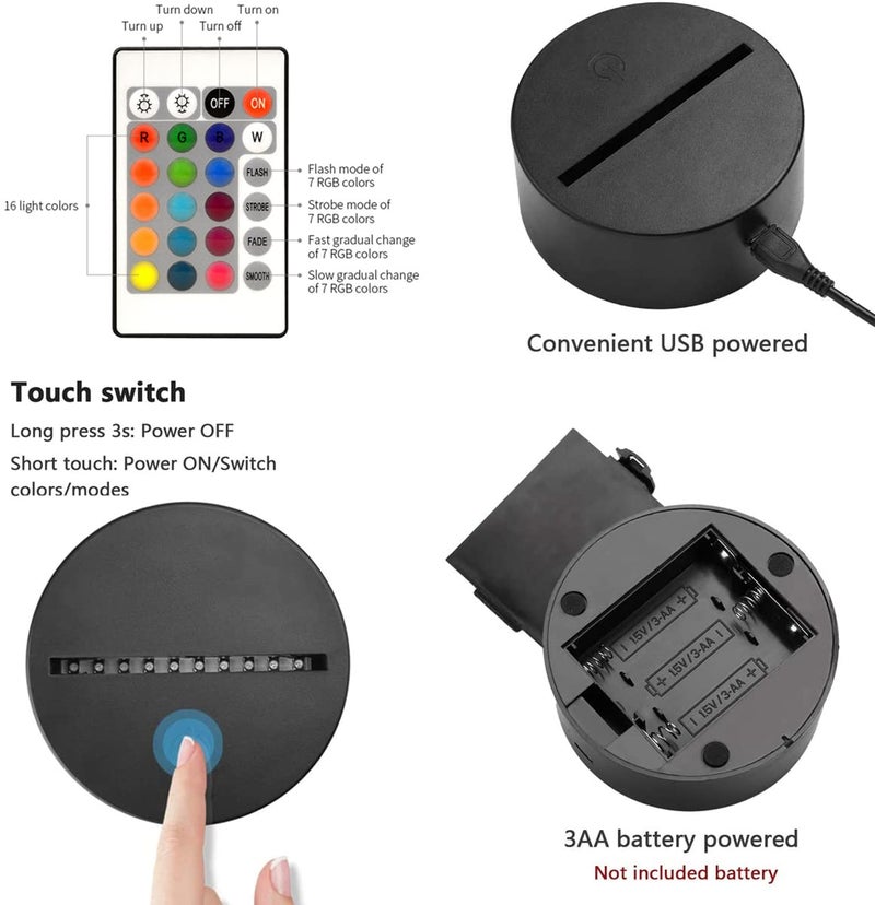 i-CHONY Butterfly 3D Night Light Birthday Gift Illusion Lamp, 7 Colors Auto Changing Table Desk Lamp - with Touch Switch & Remote Control & USB Cable Butterfly Light - Gifts for Women Teens Girls - Image 4