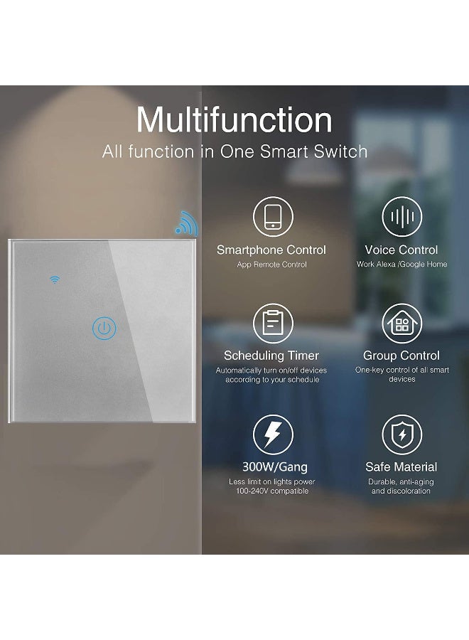 Tichondrius WiFi Smart Wall Light Switch, No Neutral Wire Required, No Hub Required, Compatible with Alexa and Google Home, APP Remote Control, Timing Function, Voice Control - Image 3