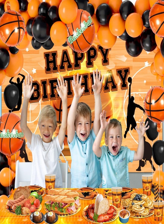 Lecheme Basketball Birthday Party Decorations 300 Pcs Basketball Party Supplies Basketbal Theme Banner Plates Napkins Cups Balloons Set Sports Party Favors - Image 5
